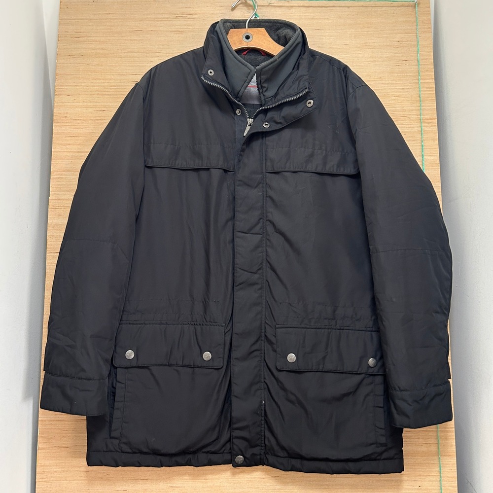 Weatherproof Mens Black Quilted Lined Field Jacket Parka Utility Coat Size‎ XL